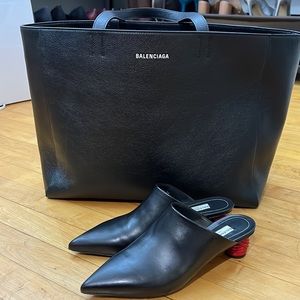 **SOLD** BALENCIAGA Bistrot Black Mules Red Rope 7.5